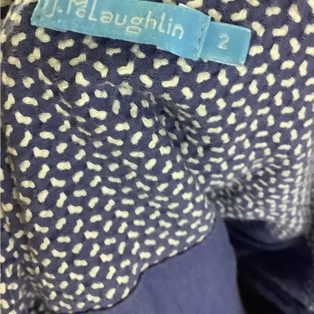 J McLaughlin Sz 2 Mini A-Line Dotted Skirt Blue Cotton Spandex Textured